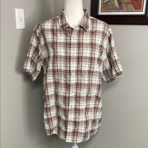 Prana Men's Plaid Short Sleeve Shirt Size Large Outdoor Hiking Camping Adventure